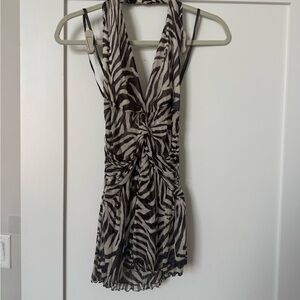 Zebra Print Halter Top